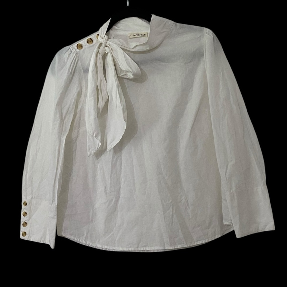ULLA JOHNSON Penelope Poplin Blouse Button Accents 6 - Picture 4 of 14